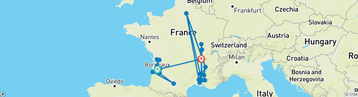 Image d'une carte montrant l'itinéraire du circuit