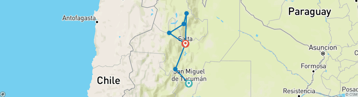 Foto van een kaart met de route van de rondreis