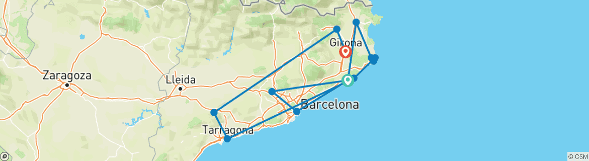 Image d'une carte montrant l'itinéraire du circuit