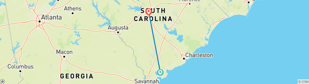 Image d'une carte montrant l'itinéraire du circuit