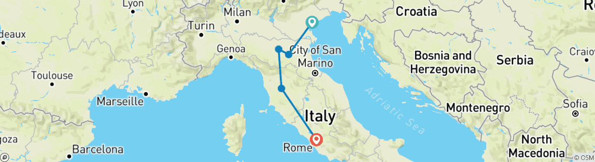 Image d'une carte montrant l'itinéraire du circuit