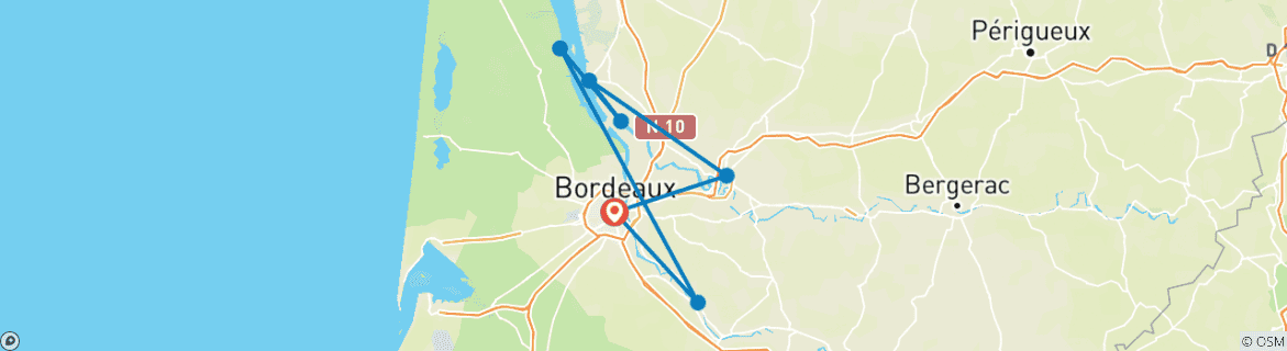 Image d'une carte montrant l'itinéraire du circuit