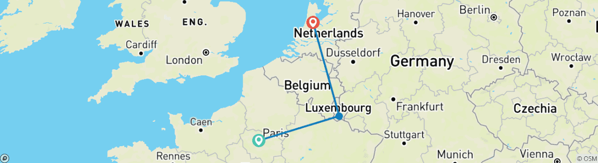 Image d'une carte montrant l'itinéraire du circuit