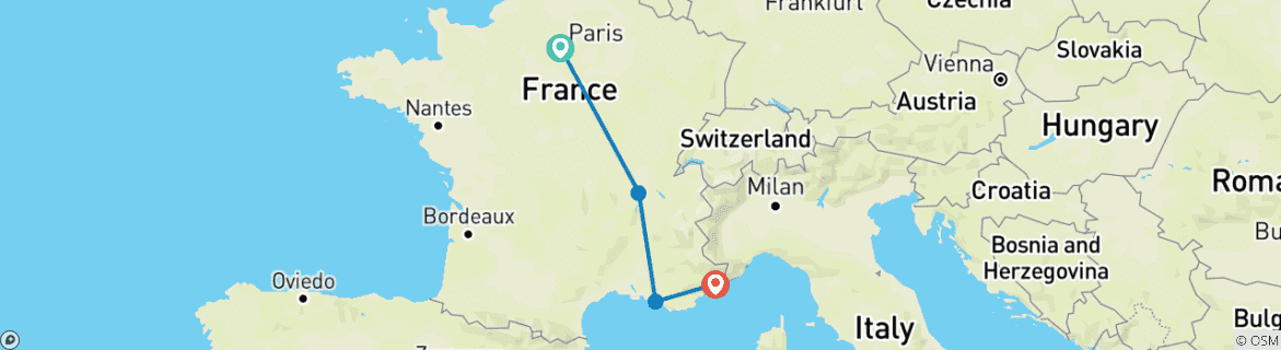 Image d'une carte montrant l'itinéraire du circuit