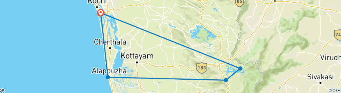 Image d'une carte montrant l'itinéraire du circuit