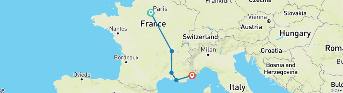Image d'une carte montrant l'itinéraire du circuit