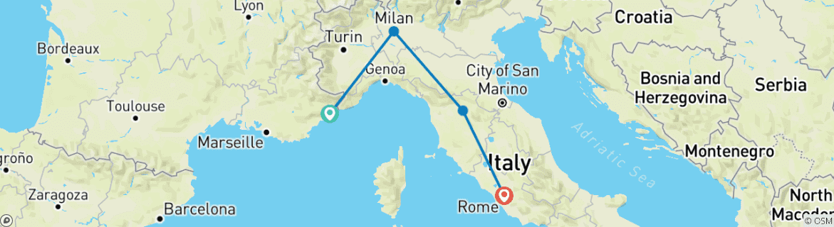 Image d'une carte montrant l'itinéraire du circuit
