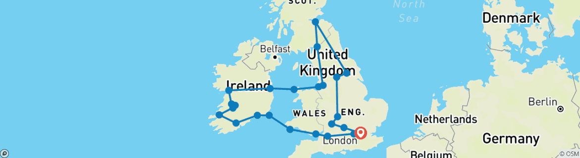 Image d'une carte montrant l'itinéraire du circuit