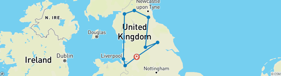 Map of England Rundreise - 8 Tage Perlen Nordenglands