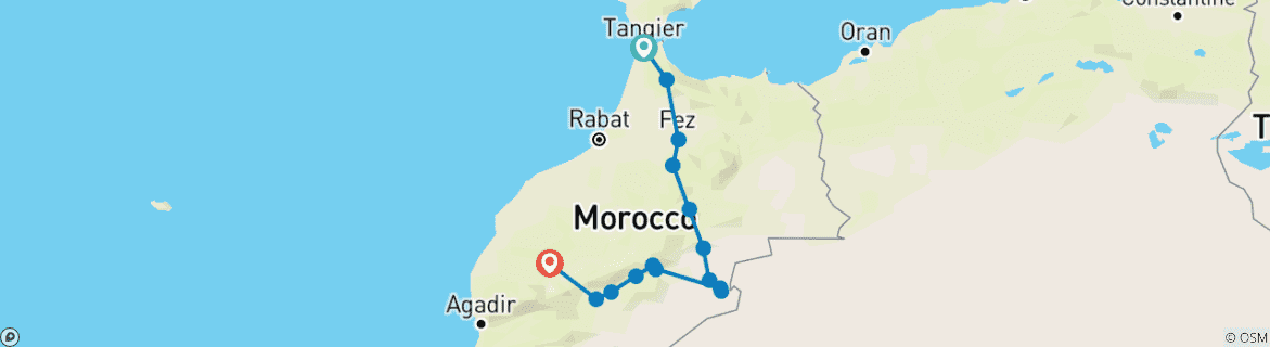 Karte mit der Reiseroute