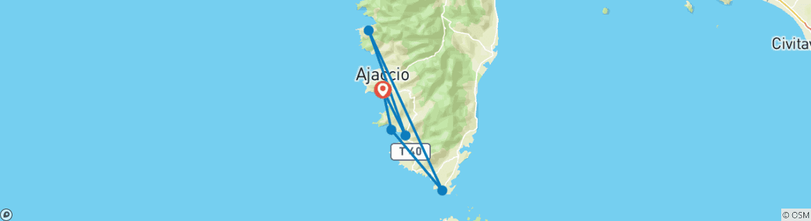 Image d'une carte montrant l'itinéraire du circuit