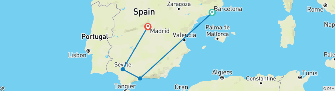 Image d'une carte montrant l'itinéraire du circuit