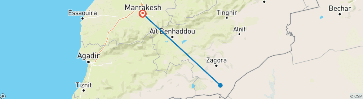 Image d'une carte montrant l'itinéraire du circuit