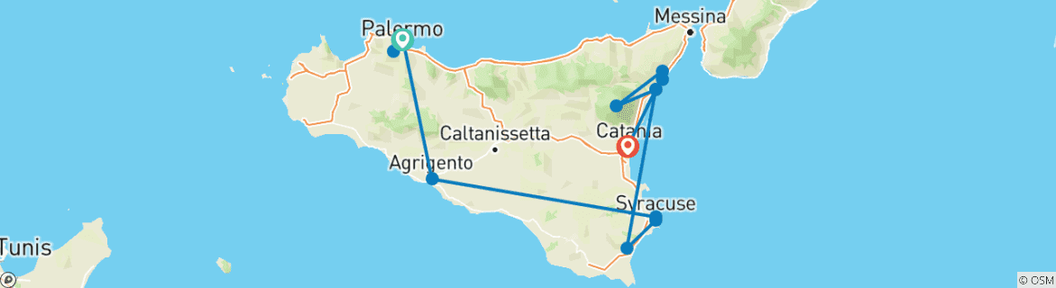 Image d'une carte montrant l'itinéraire du circuit
