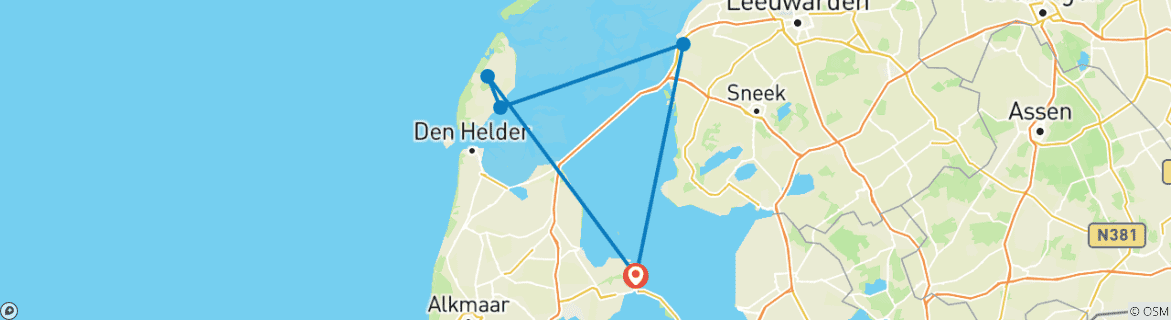 Image d'une carte montrant l'itinéraire du circuit