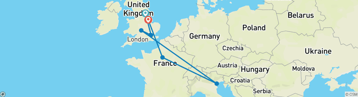 Image d'une carte montrant l'itinéraire du circuit