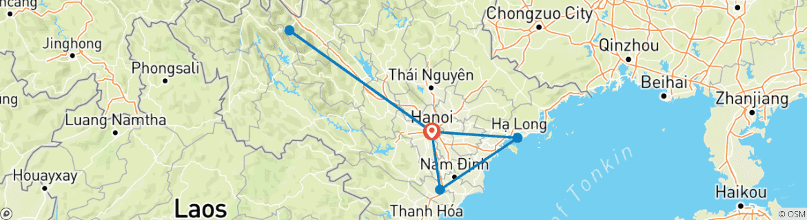Image d'une carte montrant l'itinéraire du circuit