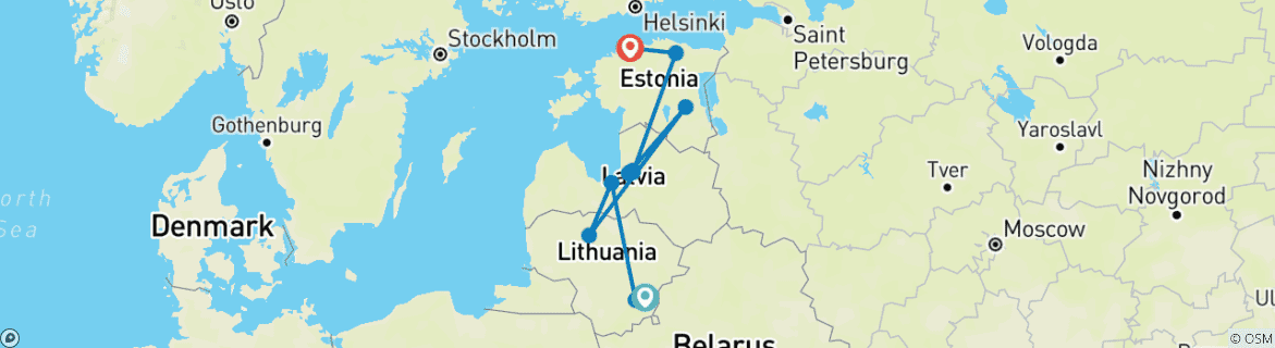 Karte mit der Reiseroute