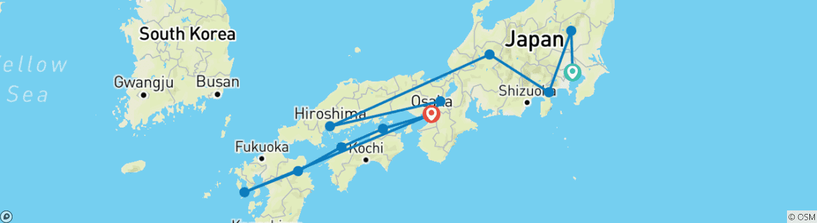 Image d'une carte montrant l'itinéraire du circuit