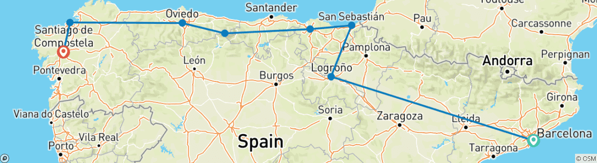Image d'une carte montrant l'itinéraire du circuit