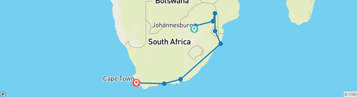 Foto van een kaart met de route van de rondreis