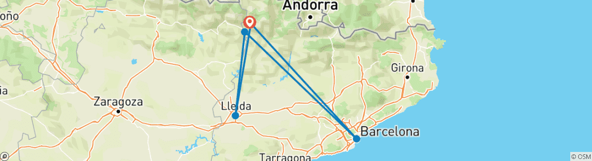 Image d'une carte montrant l'itinéraire du circuit