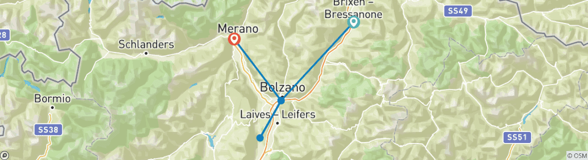 Image d'une carte montrant l'itinéraire du circuit