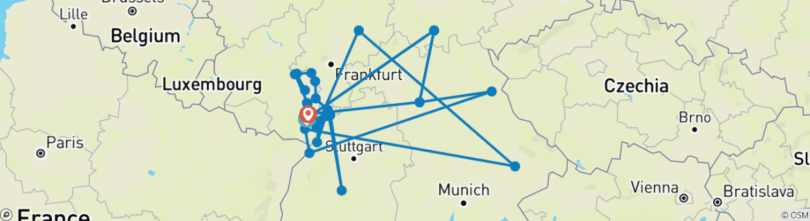 Karte mit der Reiseroute