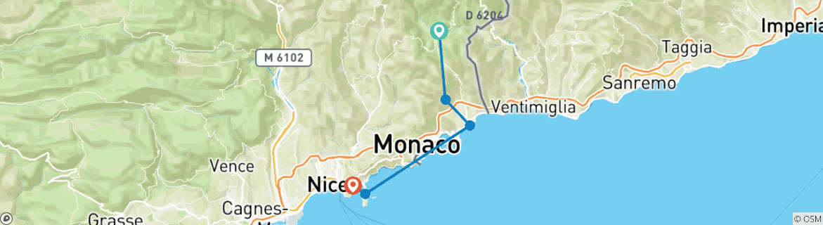 Image d'une carte montrant l'itinéraire du circuit