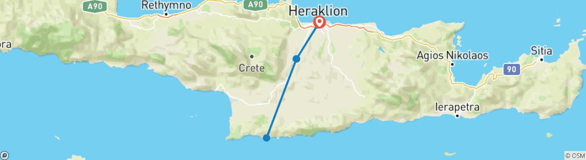 Image d'une carte montrant l'itinéraire du circuit