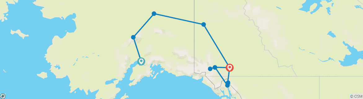 Map of Traumstraßen Alaska & Yukon | Hotel-Reise (16 Tage)