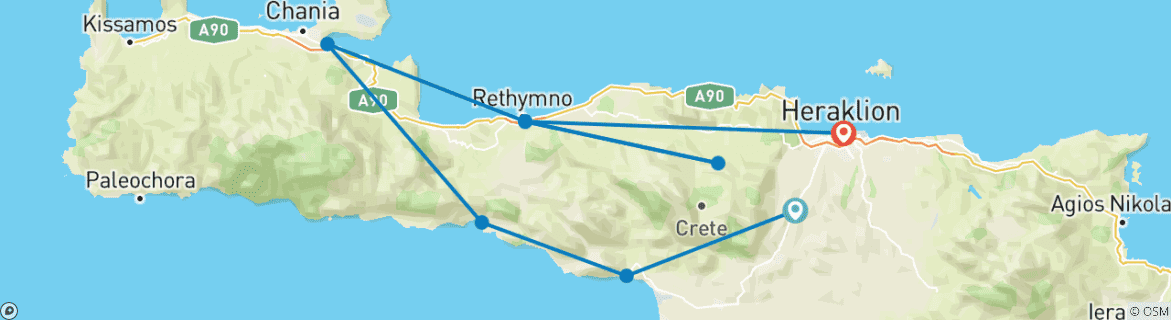 Image d'une carte montrant l'itinéraire du circuit