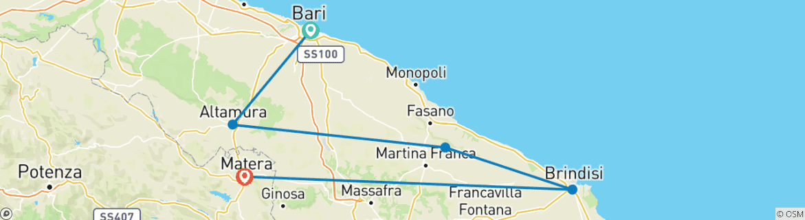 Image d'une carte montrant l'itinéraire du circuit