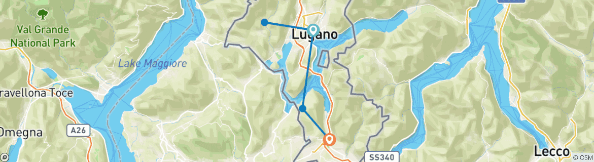 Image d'une carte montrant l'itinéraire du circuit