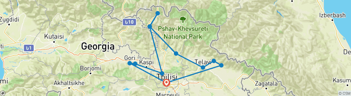 Foto van een kaart met de route van de rondreis