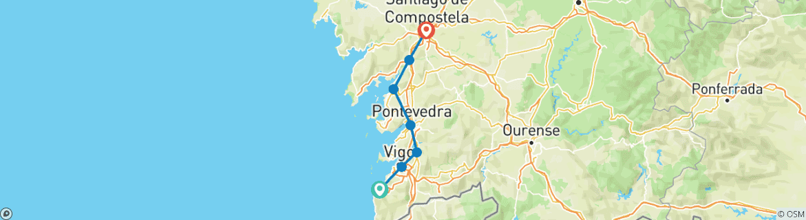 Image d'une carte montrant l'itinéraire du circuit