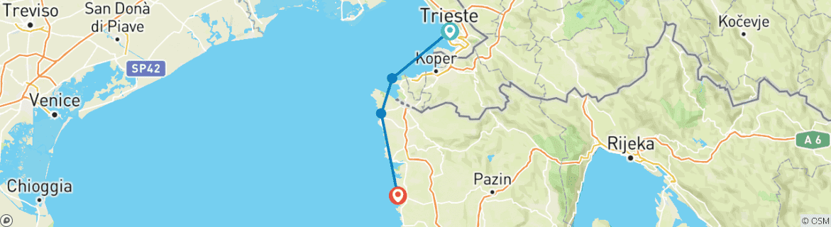Karte von Kurzurlaub Triest - Porec (5 Tage)