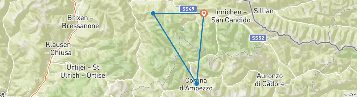 Image d'une carte montrant l'itinéraire du circuit