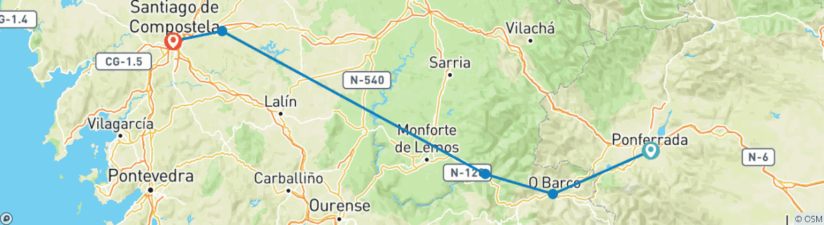 Karte mit der Reiseroute