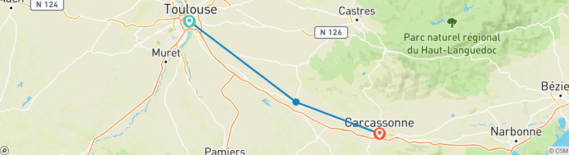 Image d'une carte montrant l'itinéraire du circuit