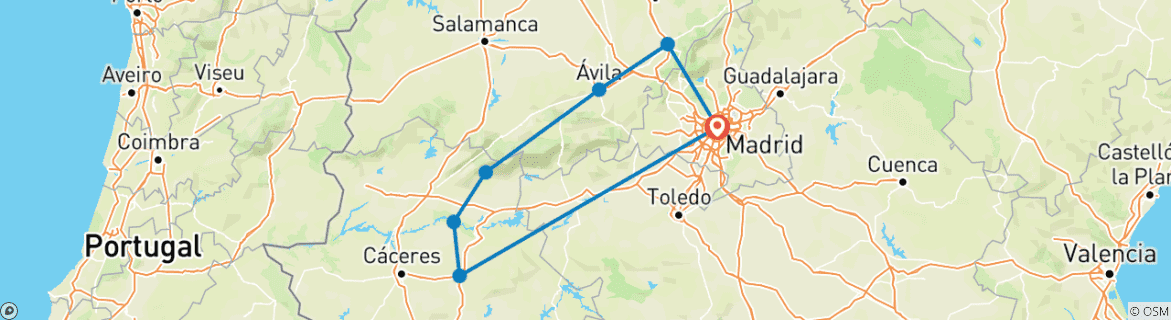 Image d'une carte montrant l'itinéraire du circuit