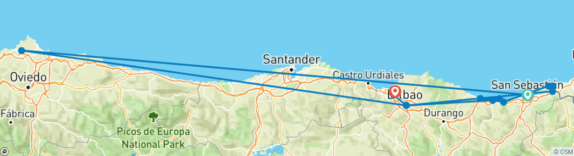 Image d'une carte montrant l'itinéraire du circuit