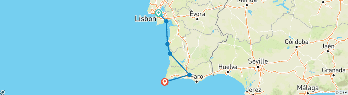 Image d'une carte montrant l'itinéraire du circuit