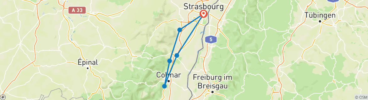 Karte mit der Reiseroute