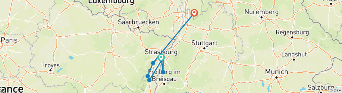 Image d'une carte montrant l'itinéraire du circuit