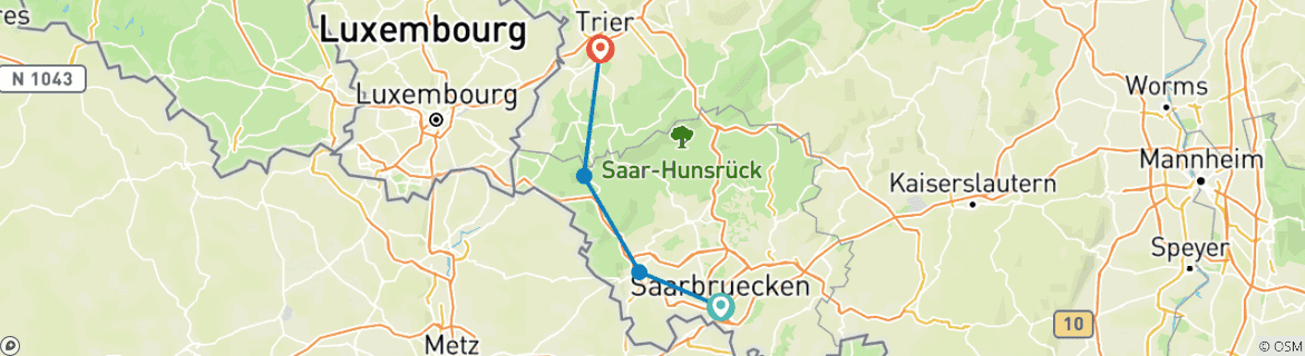 Image d'une carte montrant l'itinéraire du circuit