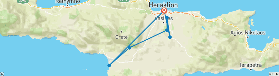 Image d'une carte montrant l'itinéraire du circuit