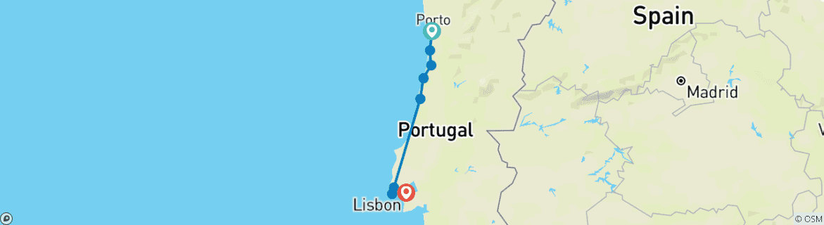 Karte mit der Reiseroute