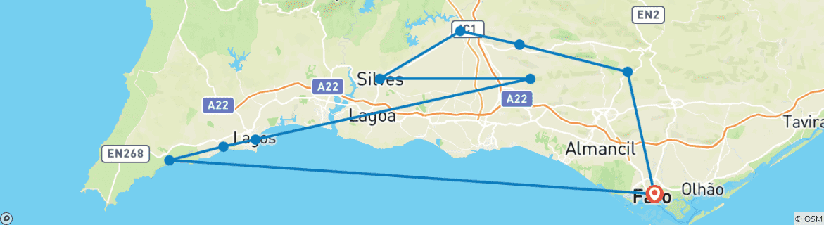 Image d'une carte montrant l'itinéraire du circuit