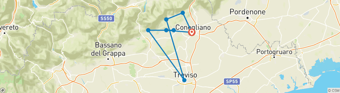 Image d'une carte montrant l'itinéraire du circuit